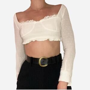 Nasty Gal bustier style cropped lace trimmed top - size US 0